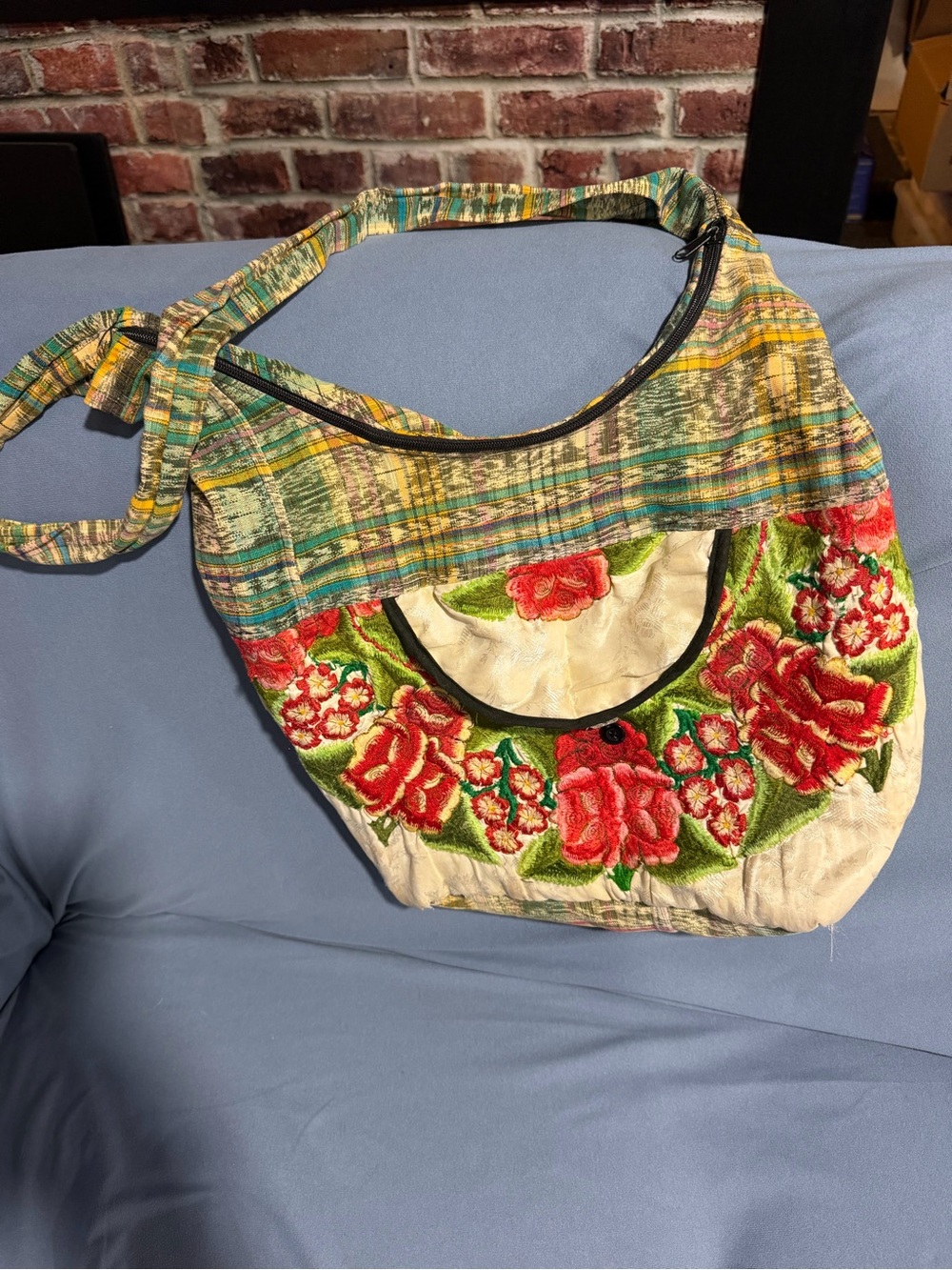 Embroidered Floral Crossbody Bag - Multicolor
